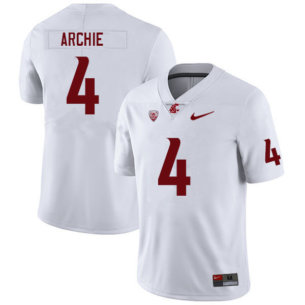 Men #4 Armauni Archie Washington State Cougars College Football Jerseys Sale-White
